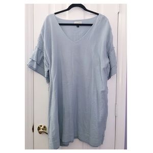 blue linen ruffle dress // never worn